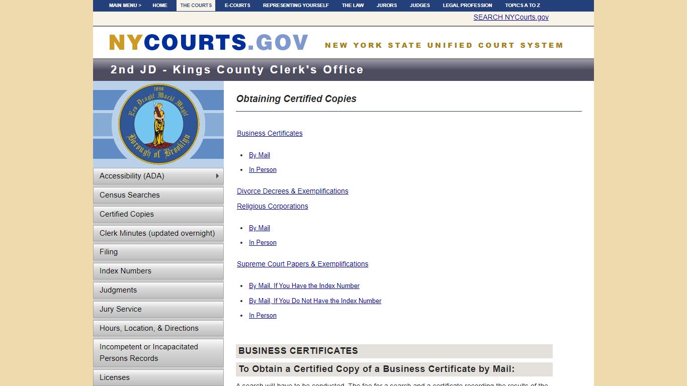 Obtaining Certified Copies | NYCOURTS.GOV - Judiciary of New York