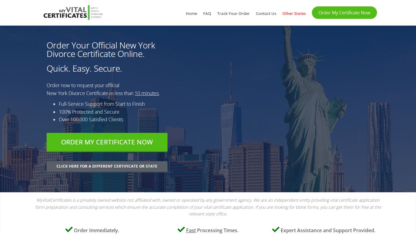 New York Divorce Certificates | MyVitalCertificates.org